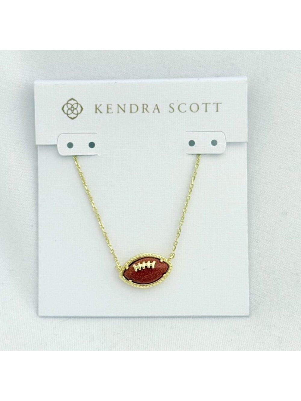 Kendra Scott Goldstone Football Pendant w/Adjustable Chain New in Box